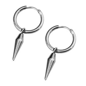 Steel Spike Drop Hoop Earrings New
